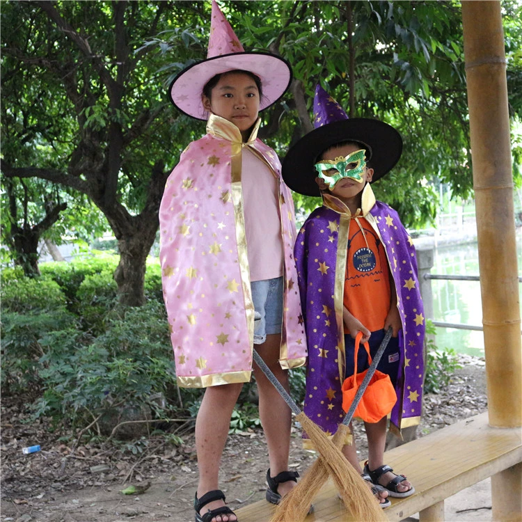 Halloween Trẻ Em Trang Phục Cos Trình Diễn Trang Phục Bé Trai Và Bé Gái Áo Choàng Phù Thủy Quần Áo Nón Đầm Đạo Cụ