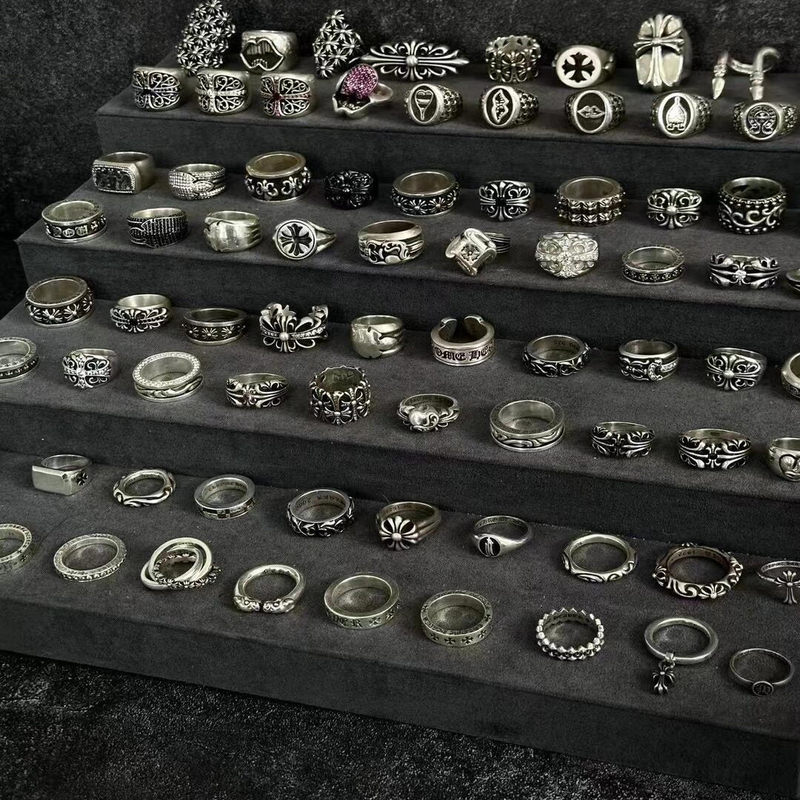 High-End Thai Silver Cross Gothic Ring, White Copper Silver-Plated Pentagram Rune Skull Vintage Non-Fading Ring High-End Thai Silver Cross Gothic Ring, White Copper Silver-Plated Pentagram Rune Skull Vintage Non-Fading Ring