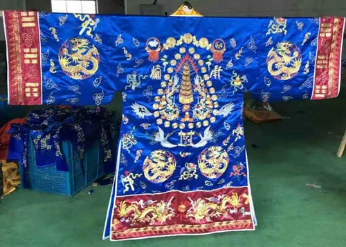 Zhengyi Gongpao Gongfang Fang Fend Dragon French одежда толстое золото шелковое шелк имитированный метод золотой линии ручной работы