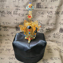 Taoist supplies Taoist high skill hat Tai Chi lotus crown crystal crown cloisonné lotus crown hexagonal hat