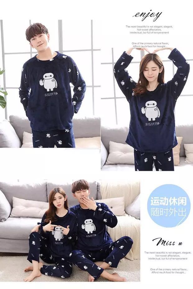 Mùa thu và mùa đông dày tay dài đồ lót lông cừu san hô XL chất béo MM nam và nữ flannel dịch vụ nhà phù hợp đồ bộ thể thao nam