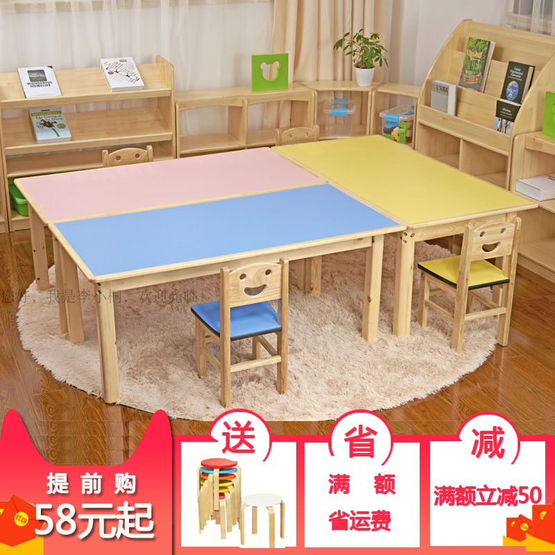 Primary and secondary school students desk and chair combination training institution solid wood desk and chair special table tutoring class school double table classroom
