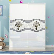 Wardrobe Sliding door Simple modern economical assembly Bedroom sliding door panel type 2-door wardrobe Piano paint wardrobe
