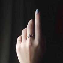 Yiqi jewelry yellow 18K gold horse eye sapphire diamond ring branch fashion evergreen diamond ring