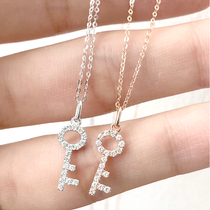 Art Qi Jewelry White 18K Gold Diamond Necklace Group Inlaid Necklace Pendant Female Gold Key Diamond Lock Bone Chain