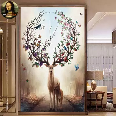 Cai deer cross stitch living room line embroidery New embroidery large atmosphere landscape porch 2021 own embroidery hand embroidery