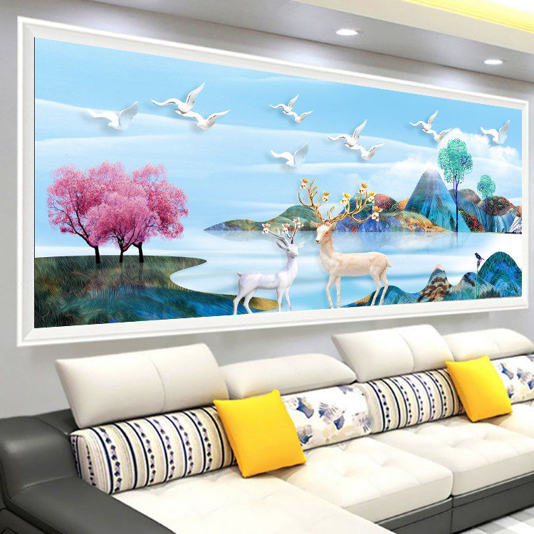 5d diamond painting full of diamonds simple modern diamond embroidery paste diamond cross stitch living room bedroom fortune elk 2021 new