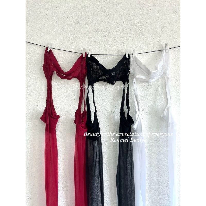 Renmeiluziye【Lace Garter Stockings】Sexy Slimming High-End Breathable Thin Long Stockings Garter Stockings