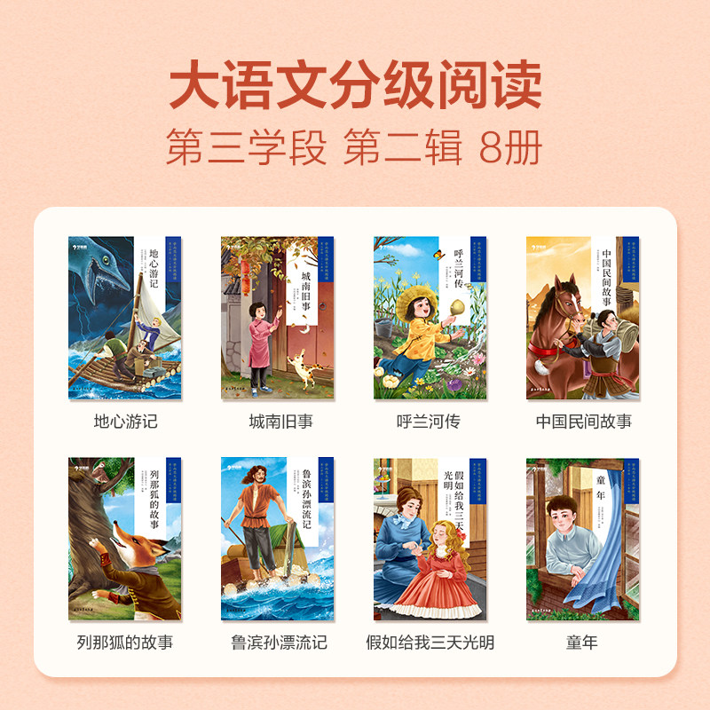 [Xueersi Flagship Store]Advanced Chinese Language Graded Reading Third Stage Volumes 1, 2, and 3, a Total of 22 Books, Elementary School Chinese Language Extracurricular Reading: the Legend of the Huulan River, Old Stories of the South, Journey to the Center of the Earth, Robinson Crusoe, Childhood
