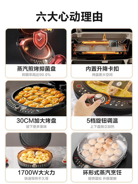 Supor Electric Griddle for Home Use, Double-Sided Heating Pancake and Crepe Maker, New Model, Deepened and Enlarged, Official Flagship Store Genuine Product