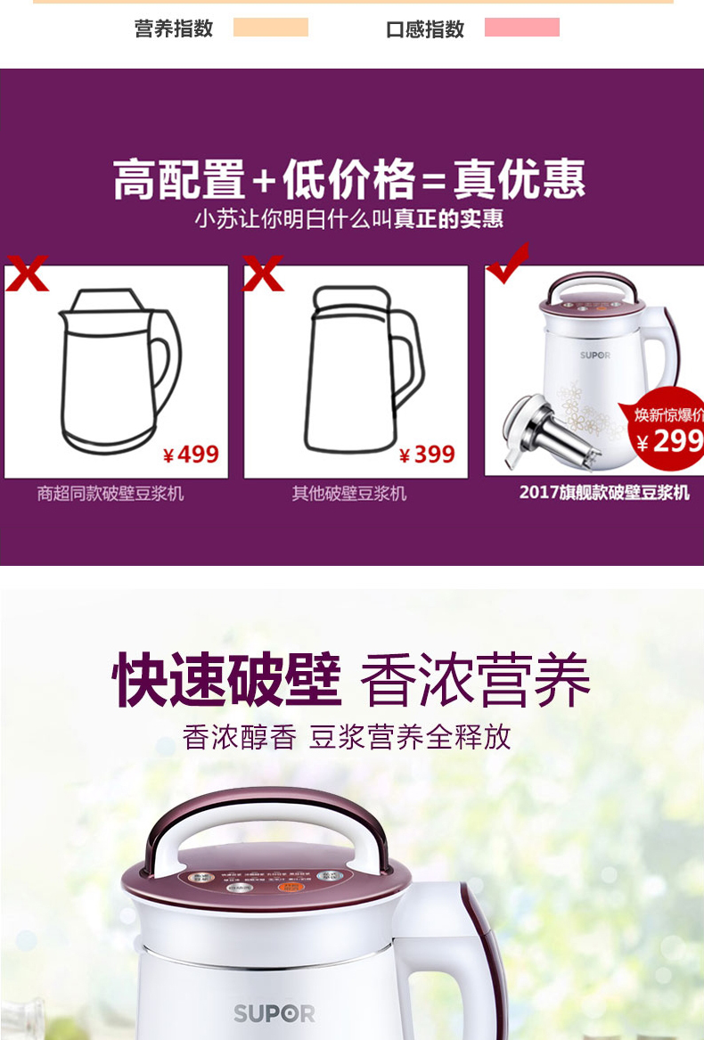 máy làm sữa đậu nành supor Máy làm sữa đậu nành tự động đa chức năng Supor 1.2L lọc miễn phí 2-5 người đậu khô hạt đậu DJ12B-Y58 - Sữa đậu nành Maker máy làm sữa ranbem