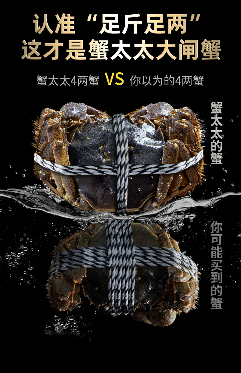 创新公母分装设计,蟹太太 大闸蟹 公4两+母3两 8只蟹卡礼券 268元包邮 值值值-买手聚集的地方