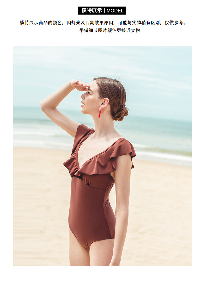 Yizi EZI áo tắm lá sen nữ ngực nhỏ thu thập retro bìa tay áo tắm nữ Xiêm tam giác áo tắm ins áo tắm - Bộ đồ bơi One Piece đồ bơi một mảnh
