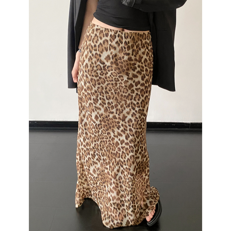 Sunyou Graceful Leopard Print & Stunning Leopard Print Fortune Tulle Skirt with Highly Versatile Bias-Cut Craftsmanship Half Skirt