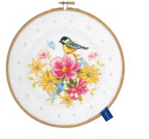 VV PN-0151945 Little bird and flowers (including embroidery stretch)Cross stitch Non-finished product