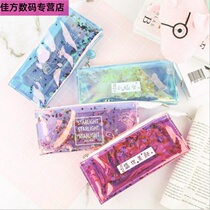  School supplies Net red cute creative pen bag Quicksand with water transparent stationery box ins tide simple Japanese