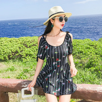 Swimsuit Women Conjoined Dress Style Conservative Flat Corner Veil slim South Korea Soak Hot Springs Big Code Little Fresher Holiday Swimsuit