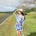 Áo tắm nữ một mảnh kiểu dáng bảo thủ góc phẳng che bụng ngực nhỏ tụ tập mỏng manh Hàn Quốc mùa xuân nhỏ nước hoa đồ bơi - Bộ đồ bơi One Piece