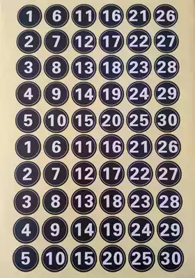 Round 27MM number stickers on black background white stickers number number stickers letter stickers can be customized