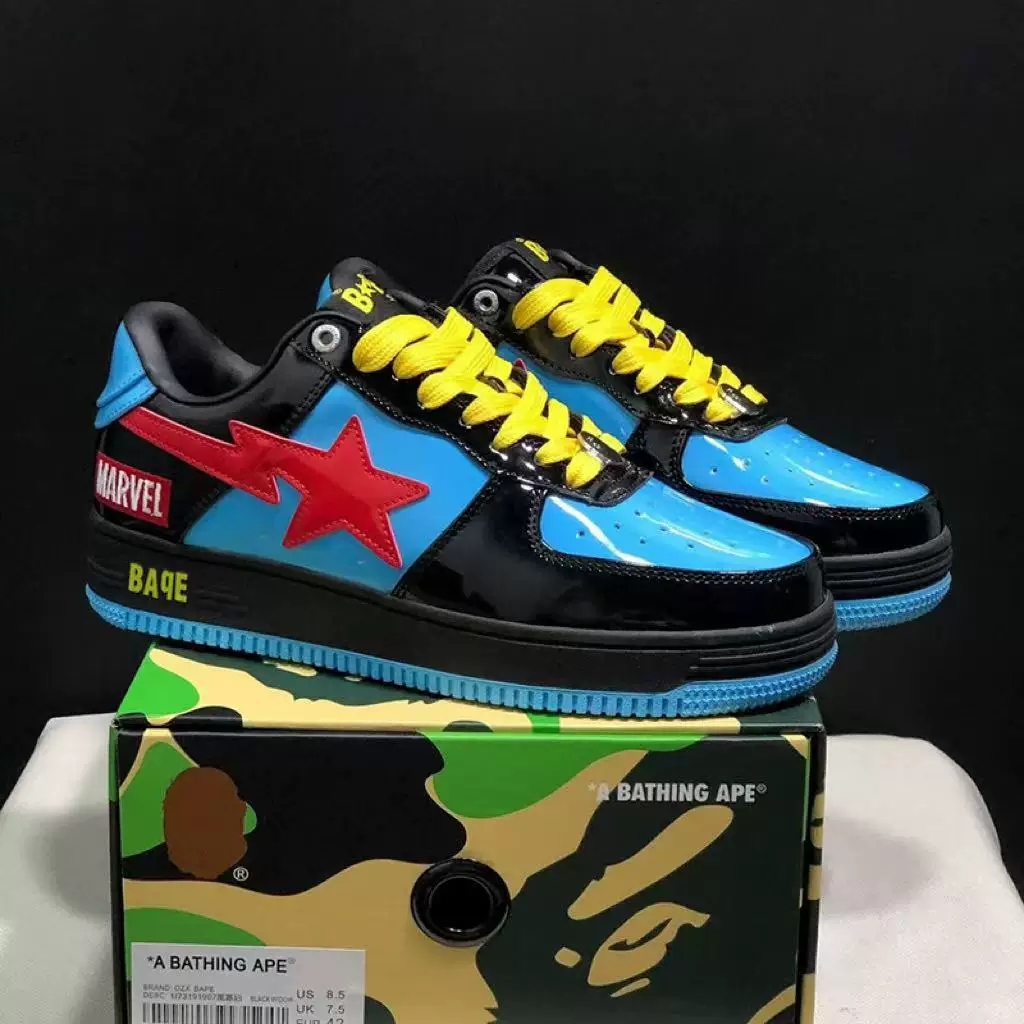 BAPESTA x Marvel совместная кожаная обувь унисекс стильный низкий топ кеды для скейтбординга