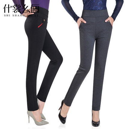 2018秋冬季新款中老年长裤女高腰显瘦中年妈