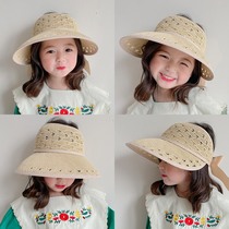 Japanese summer hat roof shade grass hat girls mother-child butterfly bow beach sun cap