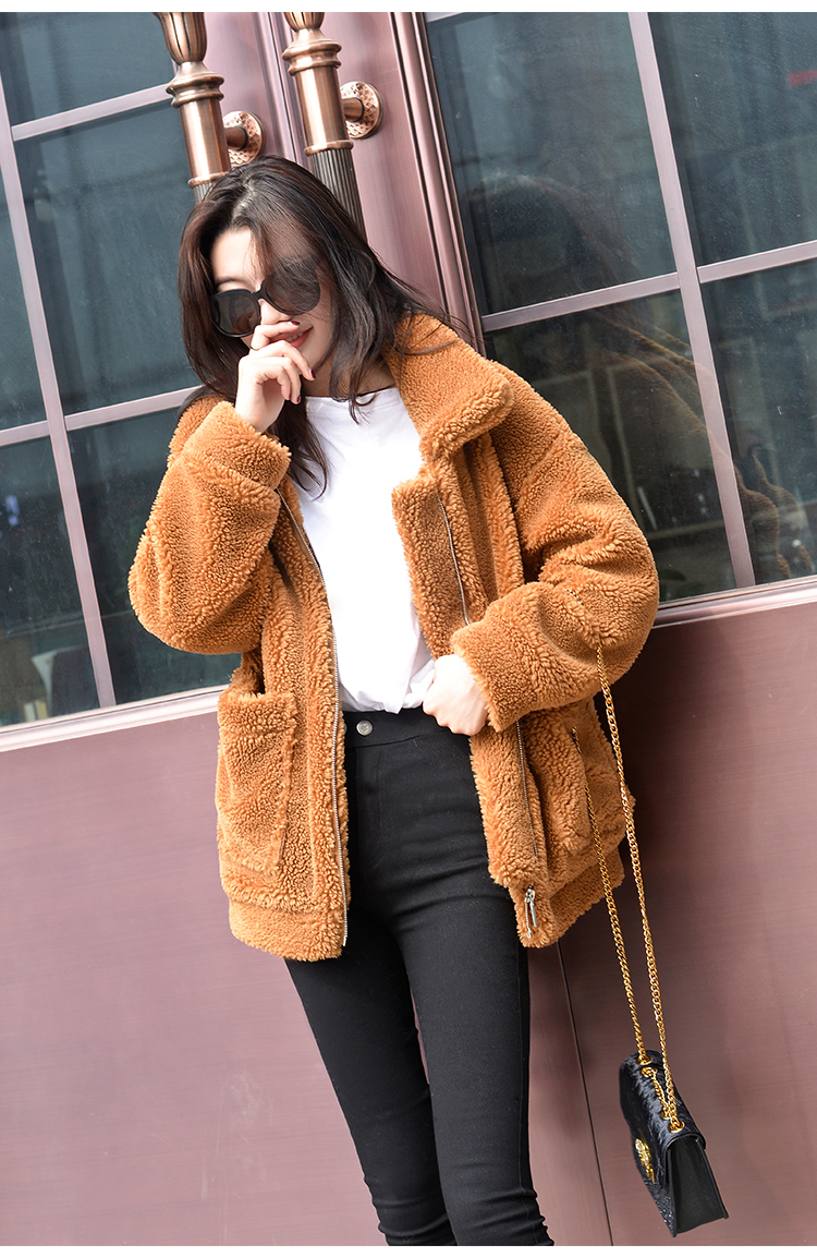 Hained 2018 mùa đông mới hạt cừu cắt lông ngắn Phiên bản Hàn Quốc của áo khoác lông cừu giả lông cừu nữ áo lông thỏ