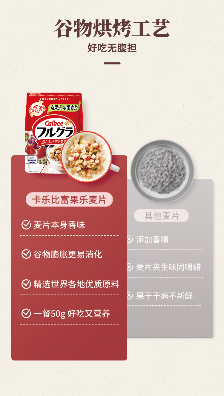 日本热销款 卡乐比 经典原味水果麦片 700g*2袋 图2