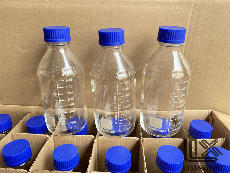1000ml  高硼硅 玻璃样品瓶  螺纹试剂瓶 蓝盖瓶 耐高温  透明色