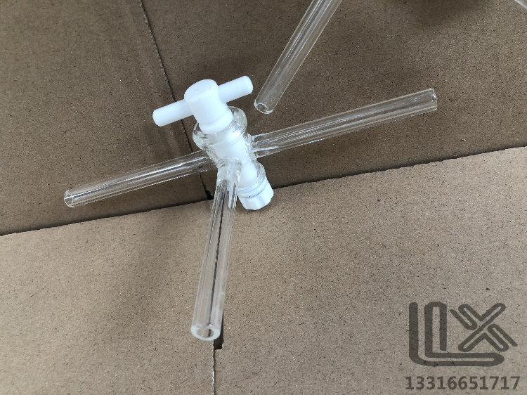 1888 三通三支真空活塞 玻璃三通 T型  聚四氟活塞三通 阀门 开关