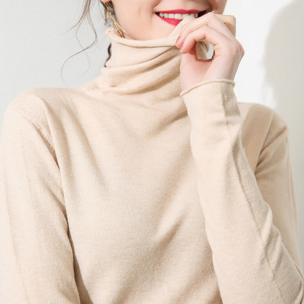 妙绫绒2018秋冬新款堆堆领毛衣女针织打底衫