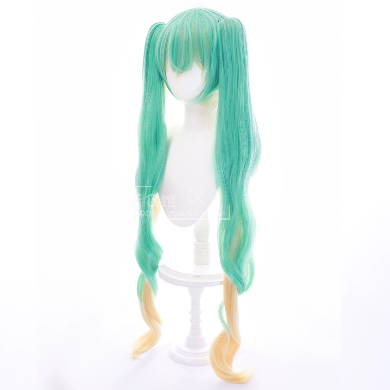 [Sầu riêng] Kỷ niệm 15 năm Dâu Hatsune Miku COS Tóc giả mái vòm Da đầu gradient Hoạt hình đuôi ngựa đôi cực dài