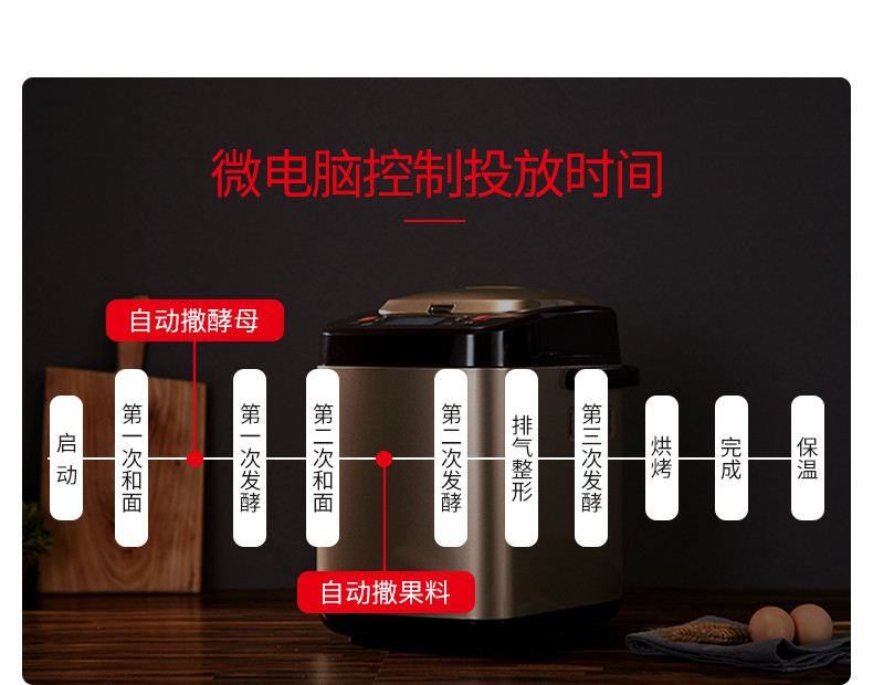 Petrus / Bai Cui PE9800 máy bánh mì gia dụng tự động thông minh rắc trái cây đa chức năng giá lò nướng bánh mì xoay 6 khay