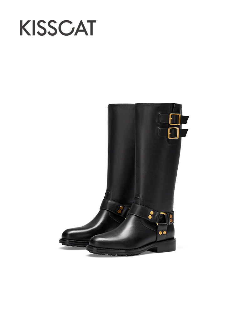 KISSCAT 接吻猫 真皮 女式美拉德骑士靴长筒靴 88VIP会员折后￥479包邮 淘金币可抵20元