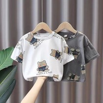 Children short sleeve T-shirt Korean version Summer clothing new boy clothing boy baby half sleeve blouse foreign air 100 hitch-shirt tide