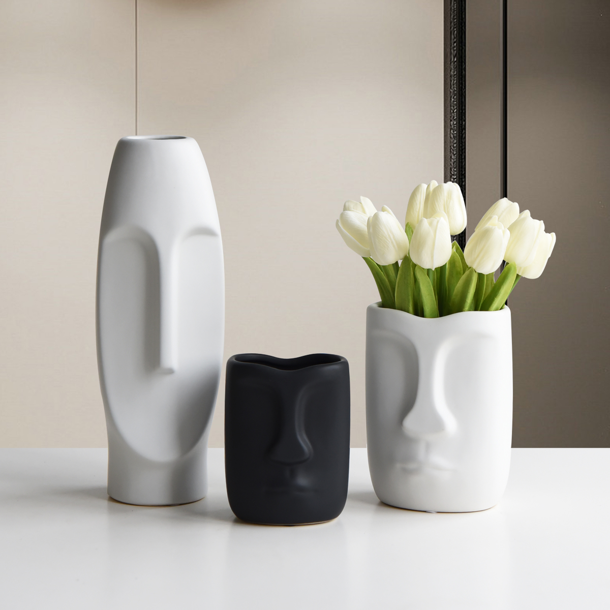 Nordic Modern Abstract Art Creative Ceramic Vase Living Room with Vase Garden Office Decoration