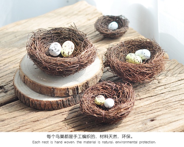 Zakka Sen retro cá tính cỏ nho tổ chim yến mô phỏng hình ảnh đạo cụ lồng chim trang trí vật liệu trang trí trang trí nội thất
