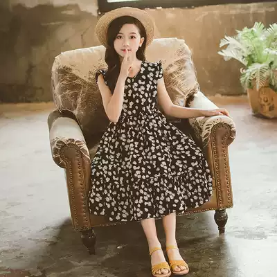 Korea SZ summer 2021 new little Daisy style skirt children flower princess dress girl chiffon dress