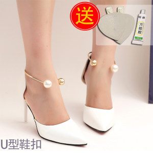 百搭高跟鞋束鞋带女防掉跟防止不跟脚鞋大掉鞋
