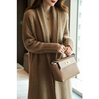 Демисезонный кашемировый длинный модный кардиган, шерстяная куртка, коллекция 2021, средней длины