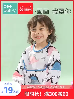 beedoll children bib waterproof anti dirty autumn winter long sleeve baby painting apron dress baby eating pocket