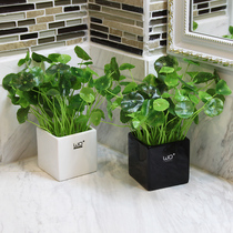 wo fresh green planting potted plant fake flowers high emulation wheat miao gold money grass ceramic vase suit adornment