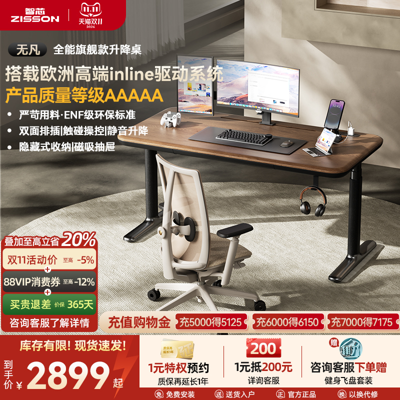 Zhixin Wufan 5A Grade Smart Electric Adjustable Desk, Computer Desk, Gaming Desk, Study Desk, Office Desk, Large Size