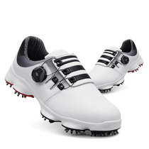 Golf shoes mens super soft waterproof anti-slip through comfortable rotating activity spikes Leather sports shoes black and white