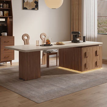 Slate island dining table integrated home italian minimalist restaurant island small apartment kitchen island