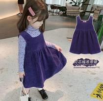 Childrens clothing 2020 new girls  autumn corduroy dress childrens spring and autumn Western style skirt female baby sundress