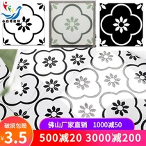 Black and white tile bathroom kitchen wall tile floor tile European flower floor tile antique brick 200 small Flower tile 300