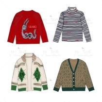 Sue21aw new parent-child high collar sweaters undershirt navy blue wool retro rhombologo cardio-hoodie men and women