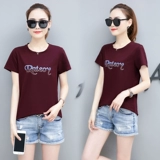 Футболка, короткая хлопковая приятная телу летняя одежда, короткий рукав, сезон 2021, большой размер, свободный крой