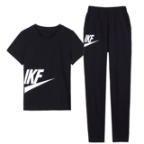 Хлопковый спортивный костюм, тонкие штаны, дышащий комплект для отдыха, для бега, короткий рукав